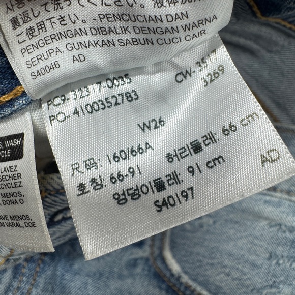 Levi’s 501 Cut Off Distressed Button Fly Waveline Denim Blue Jean Shorts 26 - Picture 16 of 16